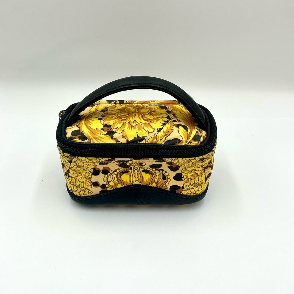 Versace Yellow and Black Floral Cosmetic Bag